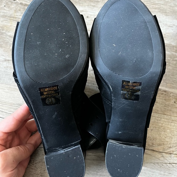 Cut Out Velcro Stap Bootie - Slip On Low Stacked Heel Open Peep Toe Cutout - Picture 3 of 8